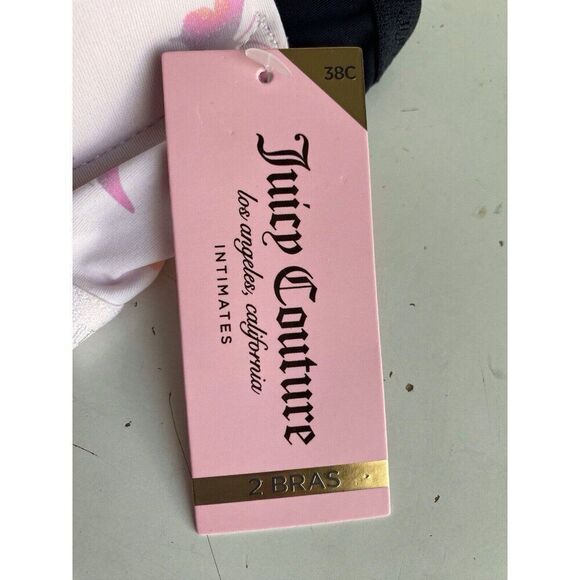 2 Pack Juicy Couture Bra SEXY Push Up JC6965 Butterflies Pink Black Sz 38C NEW - Picture 2 of 8